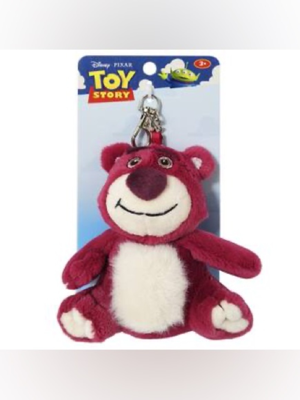 Disney Lotso Plush Keychain - Dark Pink and White